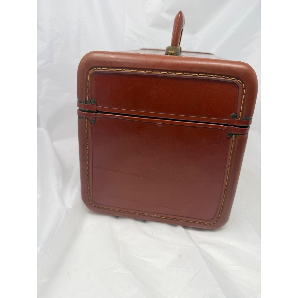 Vintage Samsonite Train Case Shwayder Bros Red Brown Hard Shell Vanity Luggage - Picture 12 of 14